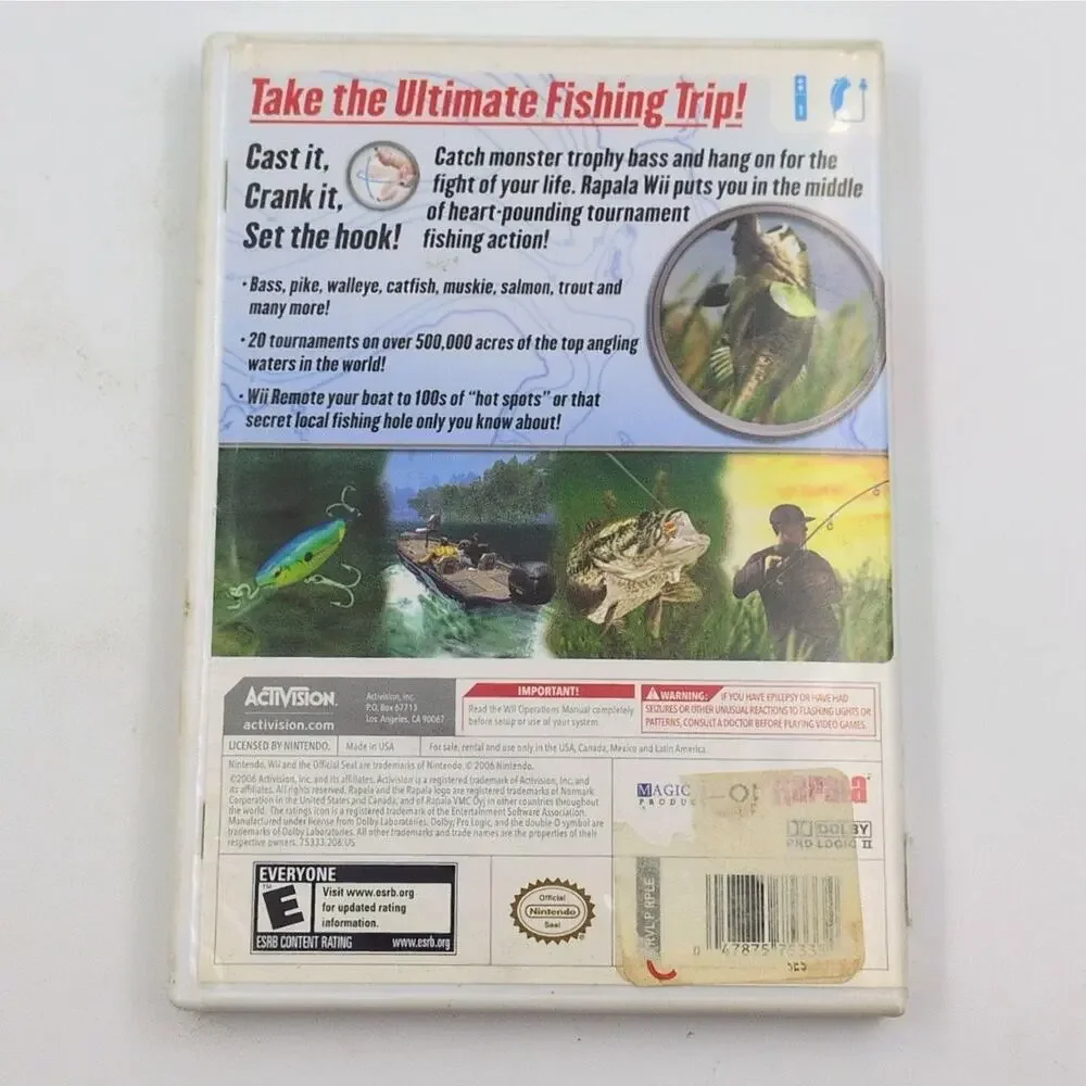 Rapala Tournament Fishing Nintendo Wii Video Game Bass Pike Salmon Tested